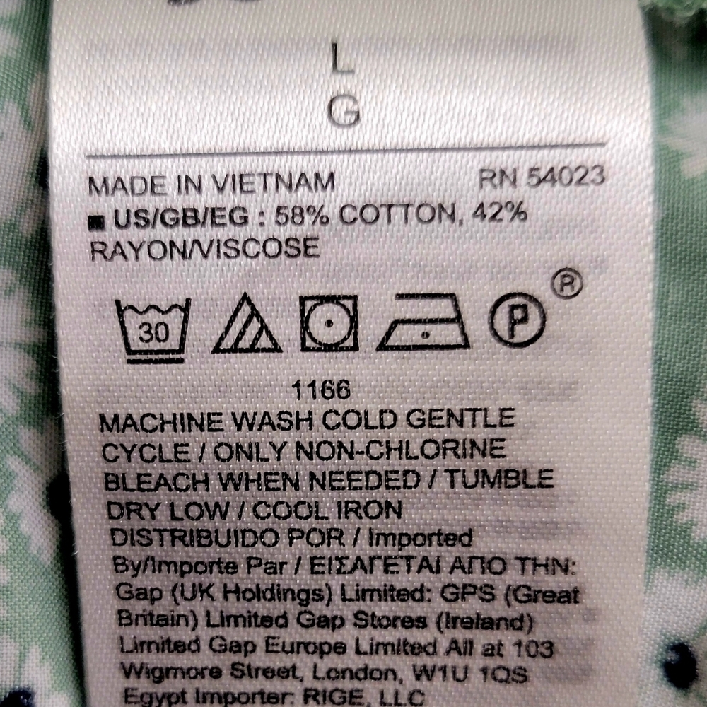 GAP Green Floral Hi-Low Button Up Long Sleeve Shirt/Blouse | Size Large - Picture 5 of 5